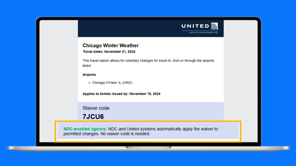 United weather waiver NDC note